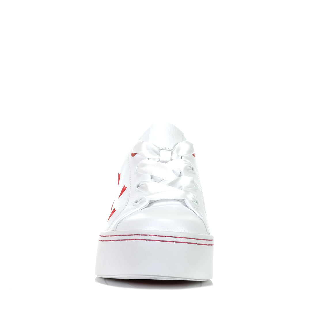 Minx Ace Of Hearts White/Red, 37 EU, 38 EU, 39 EU, 40 EU, 41 EU, flats, low-tops, Minx, shoes, sneakers, white, womens