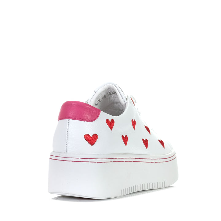 Minx Ace Of Hearts White/Red, 37 EU, 38 EU, 39 EU, 40 EU, 41 EU, flats, low-tops, Minx, shoes, sneakers, white, womens