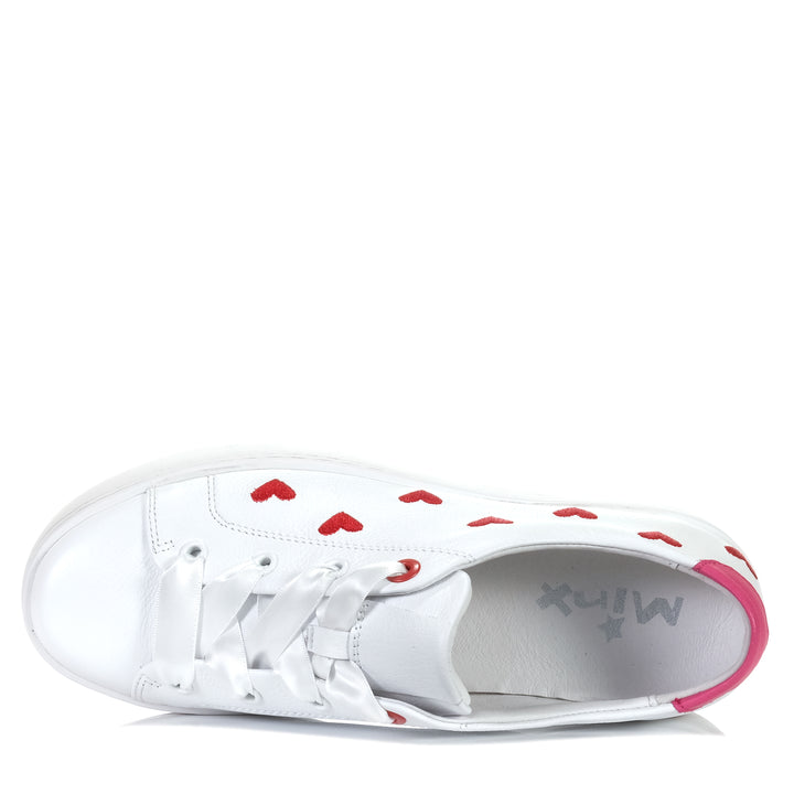 Minx Ace Of Hearts White/Red, 37 EU, 38 EU, 39 EU, 40 EU, 41 EU, flats, low-tops, Minx, shoes, sneakers, white, womens