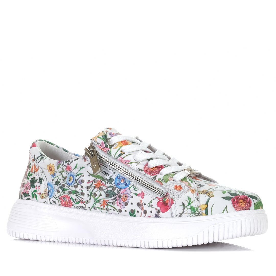 Naked Arches By Le Sansa Noble White Floral, le sansa, low-tops, multi, naked arches, sneakers, white, womens