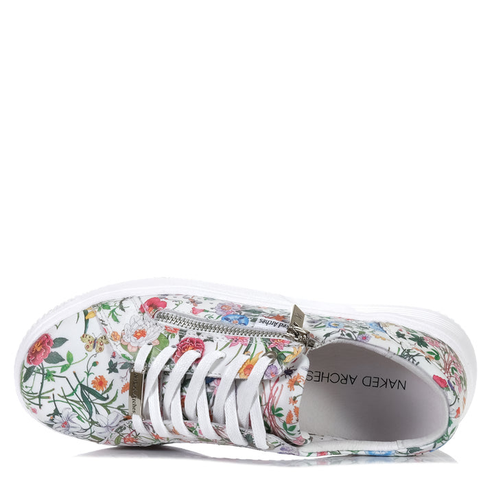 Naked Arches By Le Sansa Noble White Floral, Womens, le sansa, low-tops, multi, naked arches, sneakers, white, womens