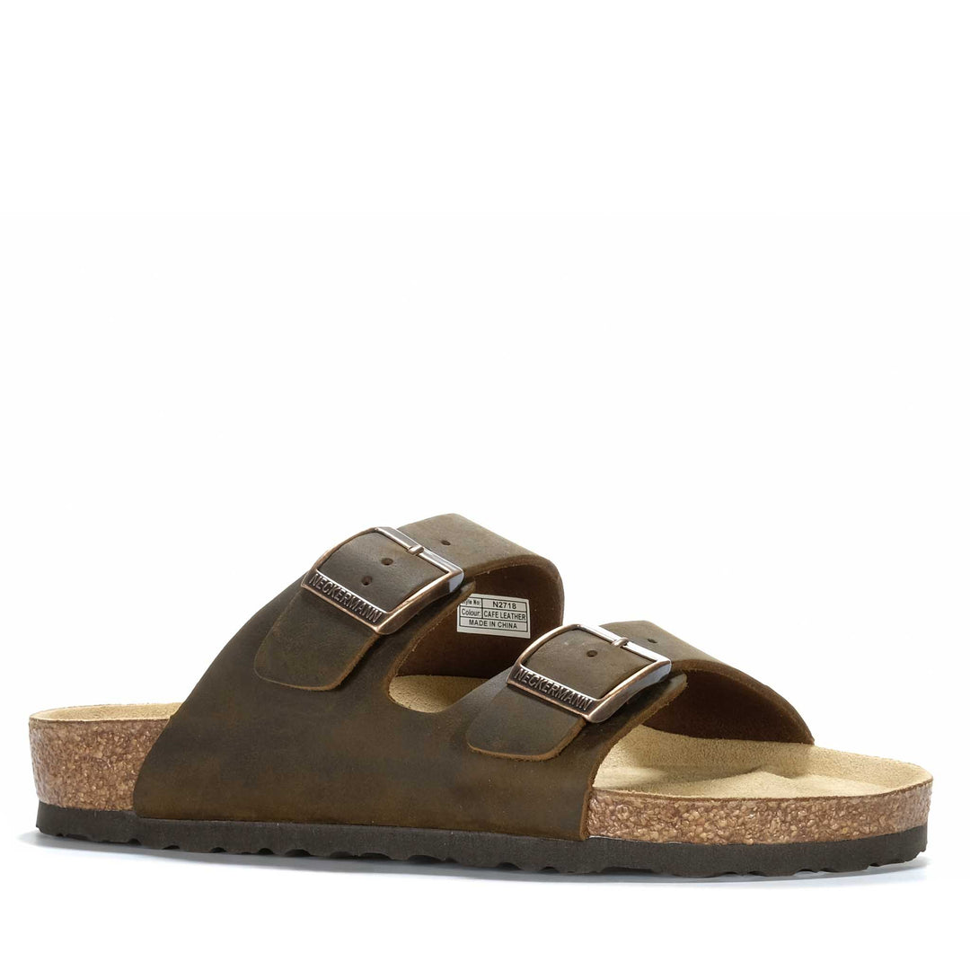 Neckermann N2718 Cafe Leather Unisex Sandals
