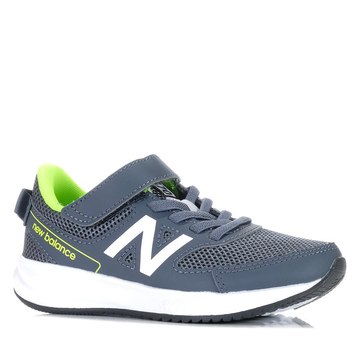 New Balance Kids 570v3 Bungee Lace YT570GG3 Grey/Yellow, 1 US, 11 US, 12 US, 13 US, 2 US, 3 US, grey, kids, New Balance, sports, wide, youth