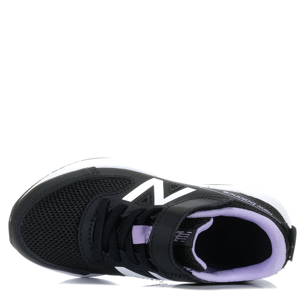 New Balance Kids 570v3 Bungee Lace YT570PP3 Black/Purple, 1 US, 11 US, 12 US, 13 US, 2 US, 3 US, black, kids, New Balance, sports, wide, youth