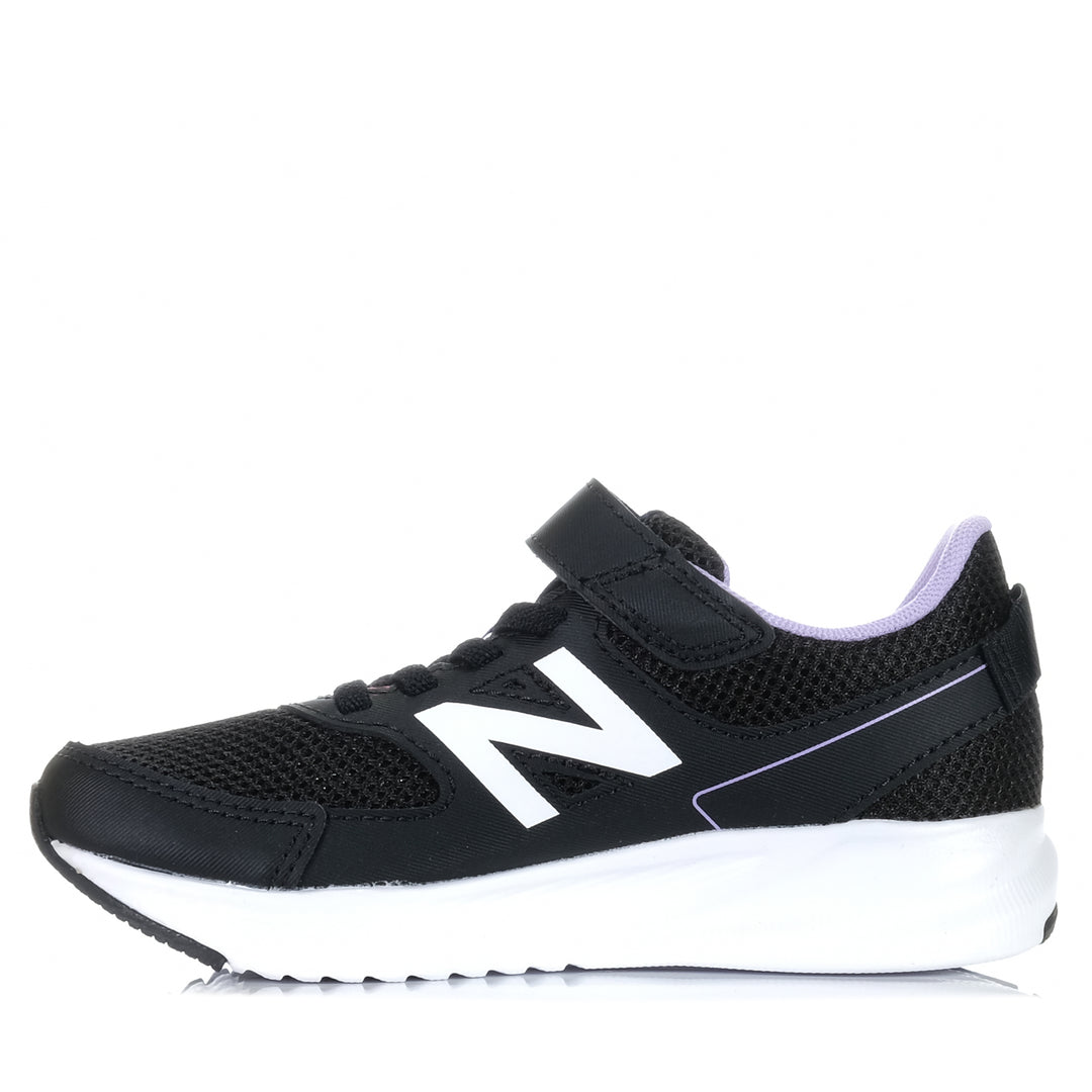 New Balance Kids 570v3 Bungee Lace YT570PP3 Black/Purple, 1 US, 11 US, 12 US, 13 US, 2 US, 3 US, black, kids, New Balance, sports, wide, youth