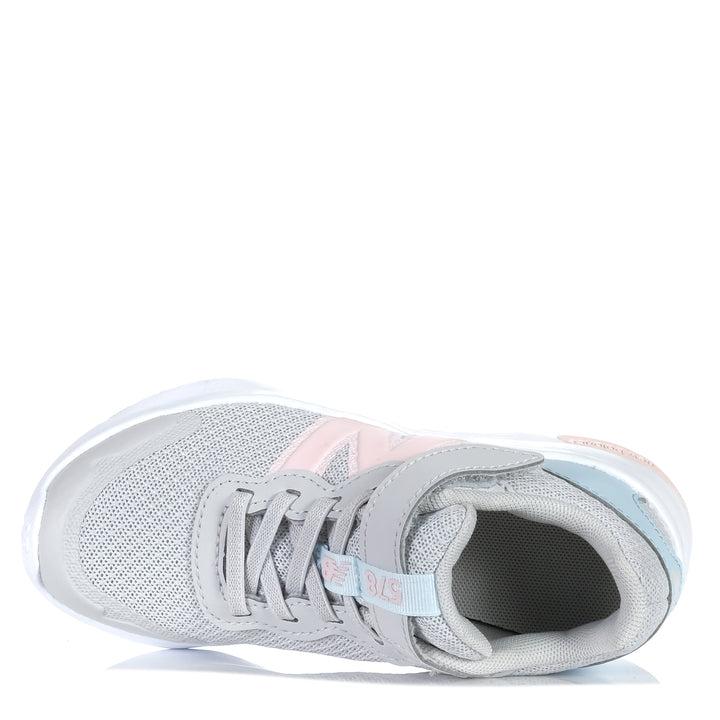 New Balance Kids 578v1 Bungee Lace PT578AC Grey/Pink Youth Sports