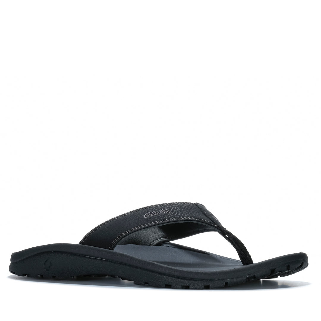 OluKai Ohana Mens Black/Dark Shadow Mens Sandals