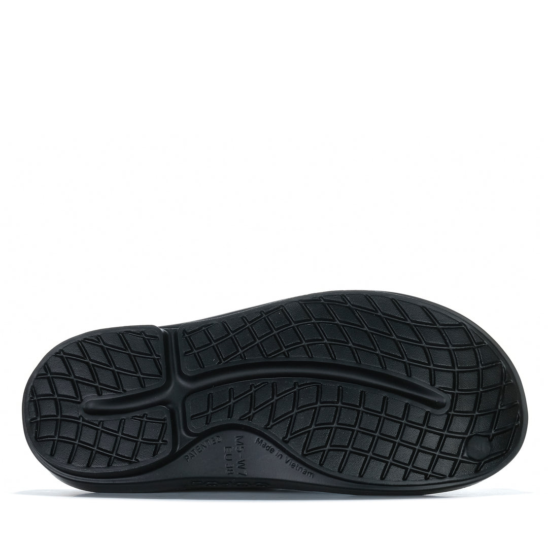 Oofos OOclog Black Unisex Sandals
