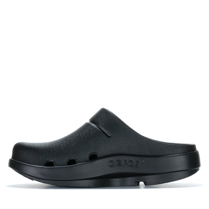 Oofos OOclog Black Unisex Sandals