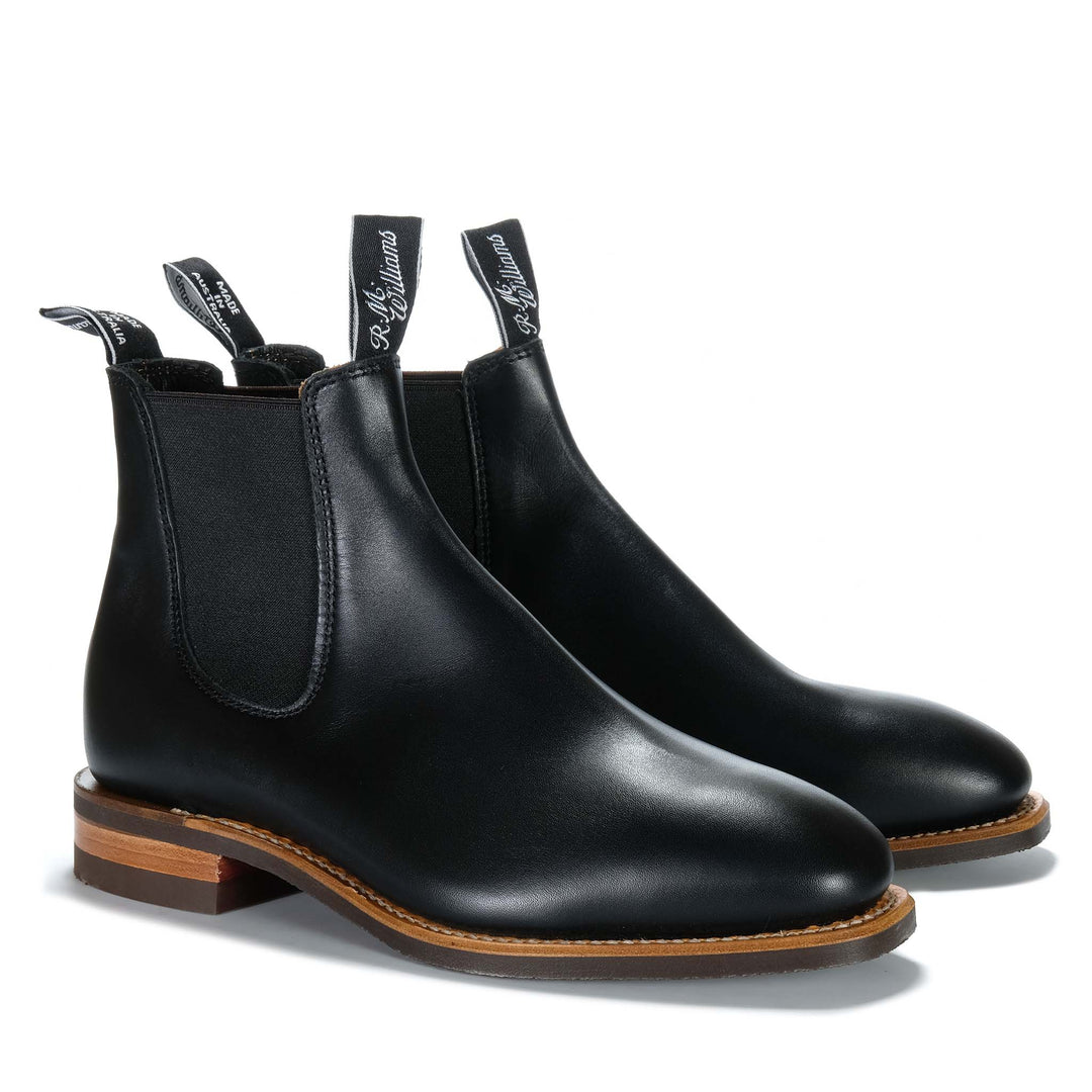 R.M. Williams Comfort Craftsman H Width Black/Tan Mens Boots