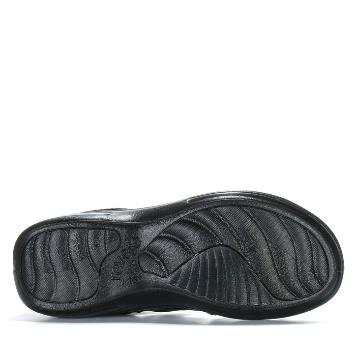 Revere Geneva Black Lizard Womens Sandals