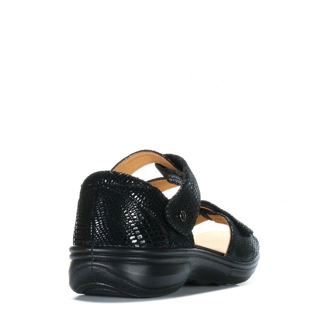 Revere Geneva Black Lizard Womens Sandals