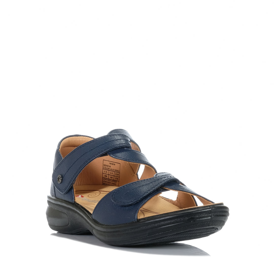 Revere Geneva Blue French, Womens, blue, flats, revere, sandals, wide, womens