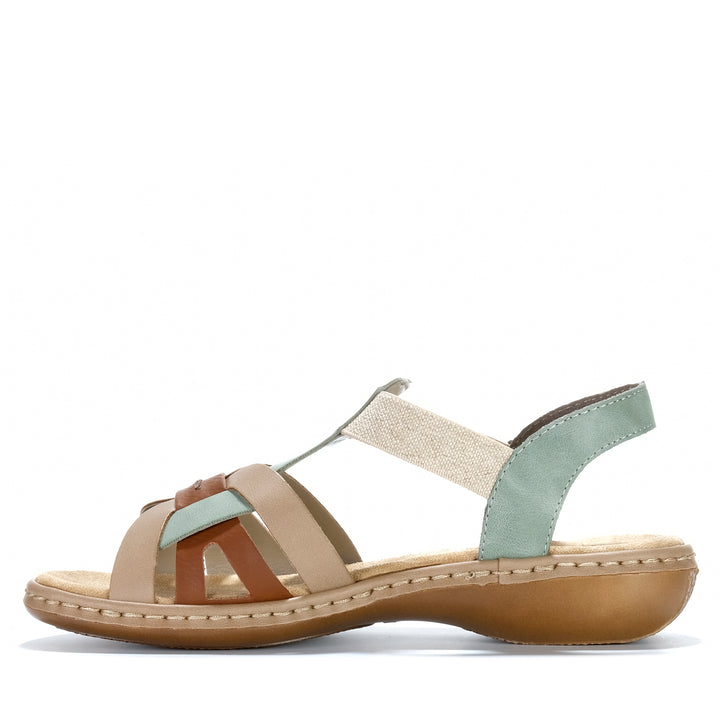 Rieker Hampshire 65918/52 Grun Kombi Womens Sandals