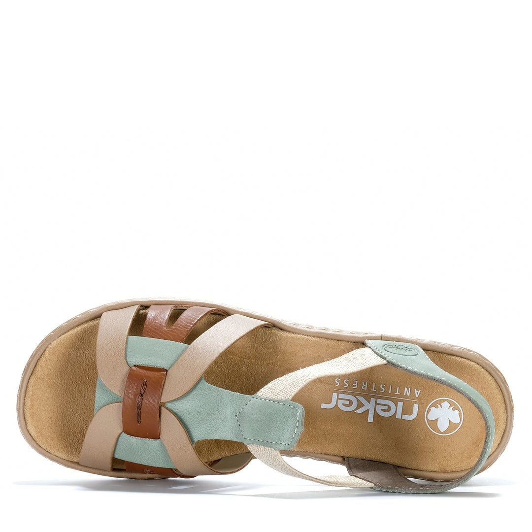 Rieker Hampshire 65918/52 Grun Kombi Womens Sandals