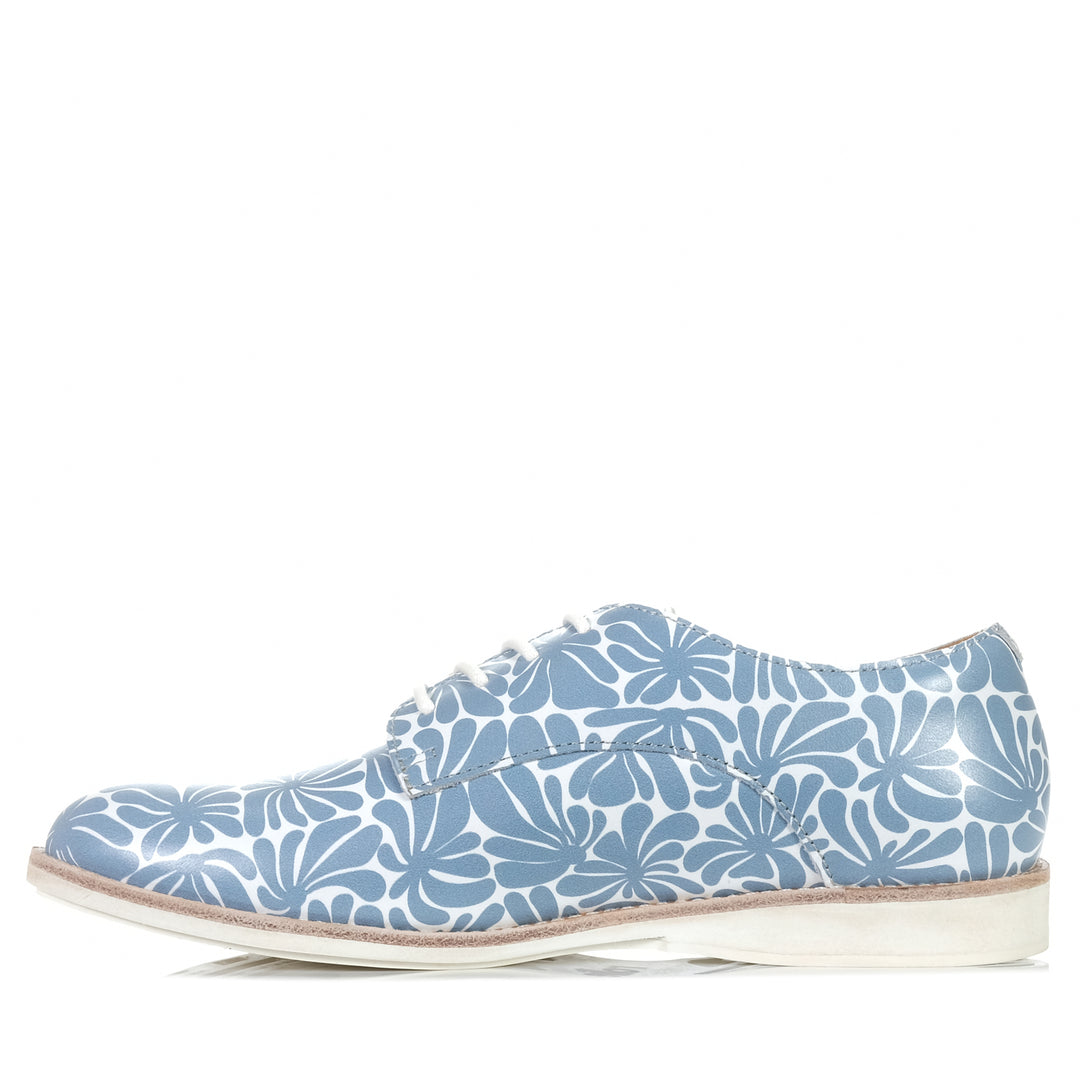 Rollie Derby Steel Blue Flower, Womens, blue, flats, low-tops, rollie, shoes, sneakers, womens