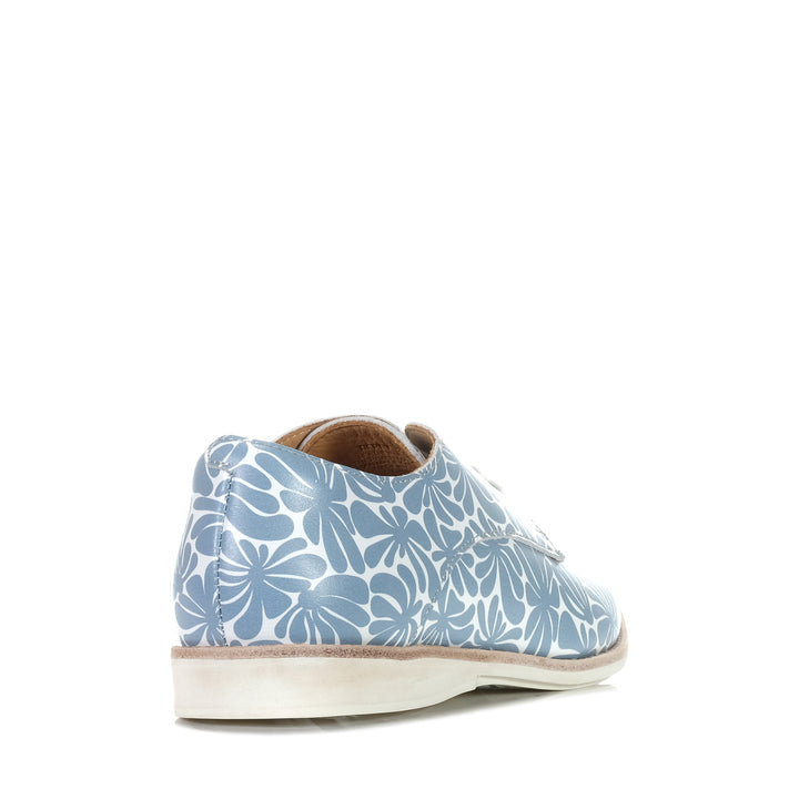 Rollie Derby Steel Blue Flower, Womens, blue, flats, low-tops, rollie, shoes, sneakers, womens