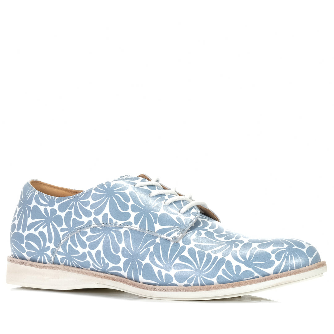 Rollie Derby Steel Blue Flower, 37 EU, 38 EU, 39 EU, 40 EU, 41 EU, 42 EU, blue, flats, low-tops, Rollie, shoes, sneakers, womens