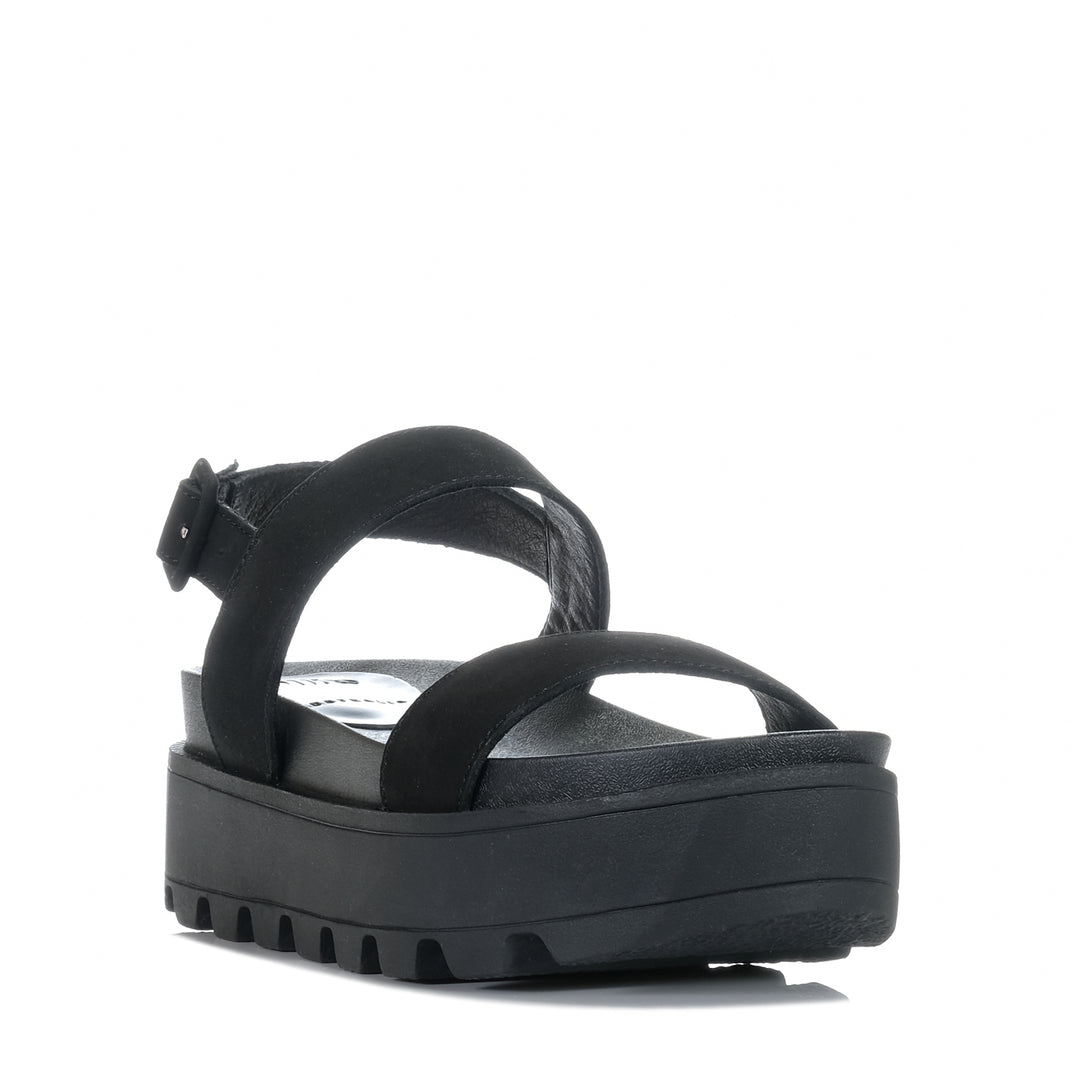 Rollie Zeze Wedge Strap All Black, Womens, black, flats, rollie, sandals, womens