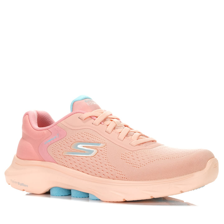 Skechers GOwalk 7 - Cosmic Waves 125215 Peach, 10 US, 11 US, 6 US, 7 US, 8 US, 9 US, flats, pink, shoes, Skechers, sports, walking, womens