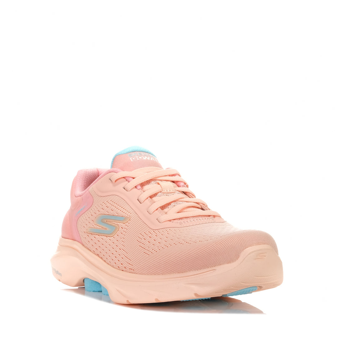 Skechers GOwalk 7 - Cosmic Waves 125215 Peach, 10 US, 11 US, 6 US, 7 US, 8 US, 9 US, flats, pink, shoes, Skechers, sports, walking, womens