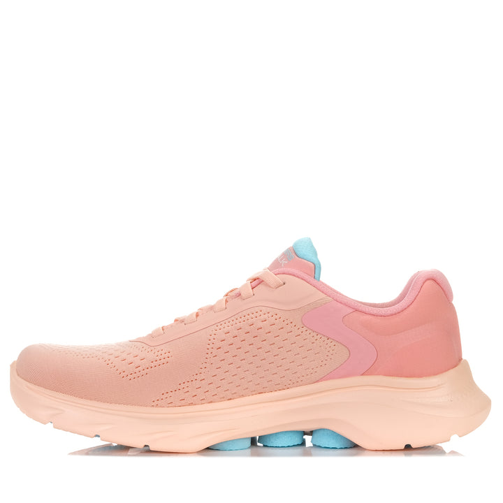 Skechers GOwalk 7 - Cosmic Waves 125215 Peach, 10 US, 11 US, 6 US, 7 US, 8 US, 9 US, flats, pink, shoes, Skechers, sports, walking, womens