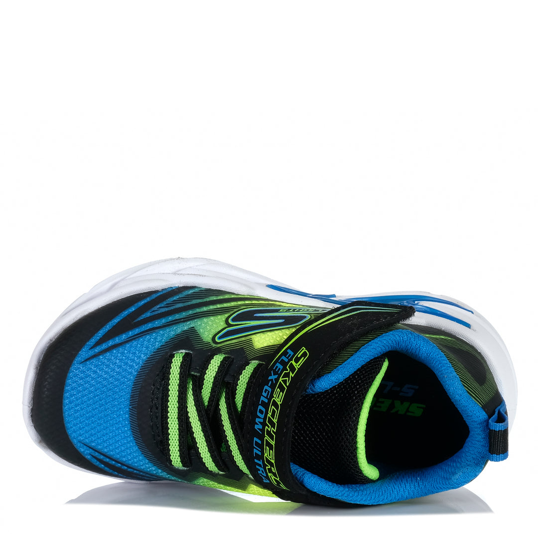 Skechers Infants' S-Lights: Flex-Glow Ultra Black/Blue 400139N Toddler Shoes