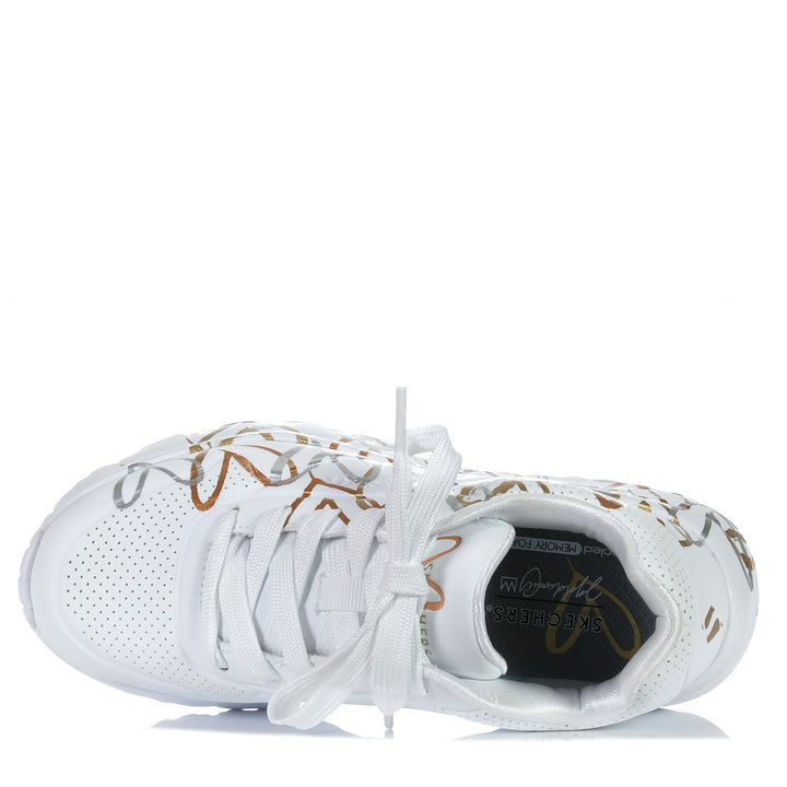 Skechers Kids' Uno Lite - Metallic Love 314064L White/Gold, Youth, kids, multi, shoes, shoes-sneakers, skechers, youth