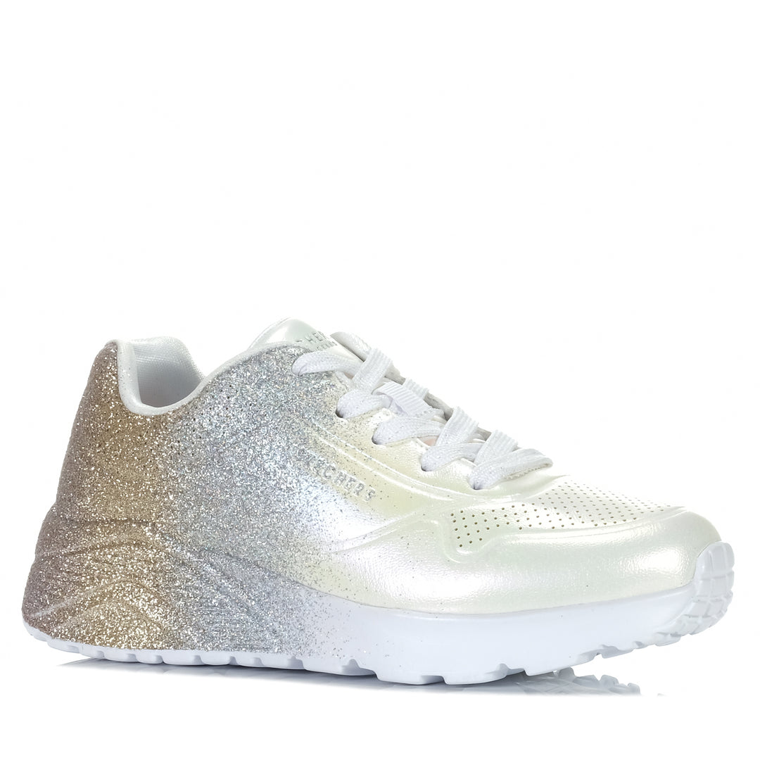 Skechers Kids' Uno Lite - Metallic Shimmers 310393L White Multi, Youth