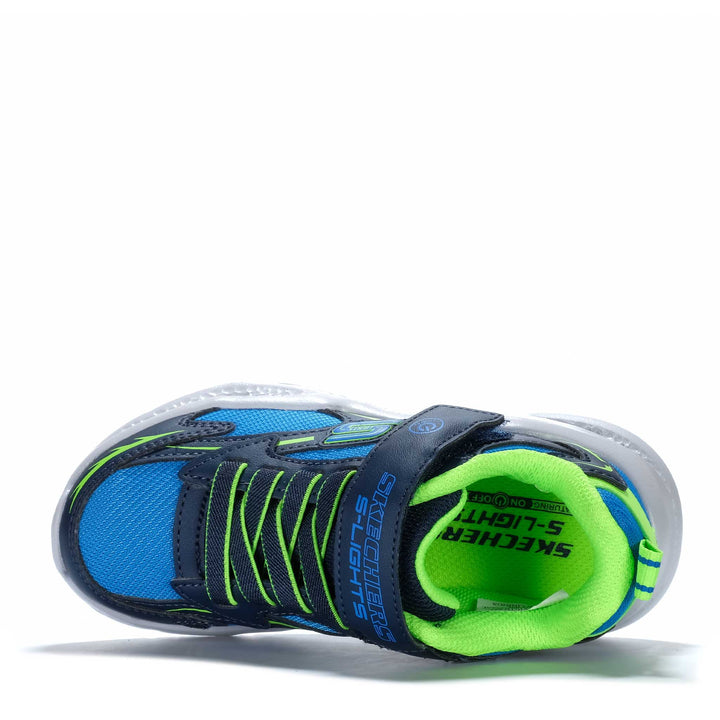 Skechers Meteor-Lights - Glow Strider Navy/Lime 401497L Youth Shoes