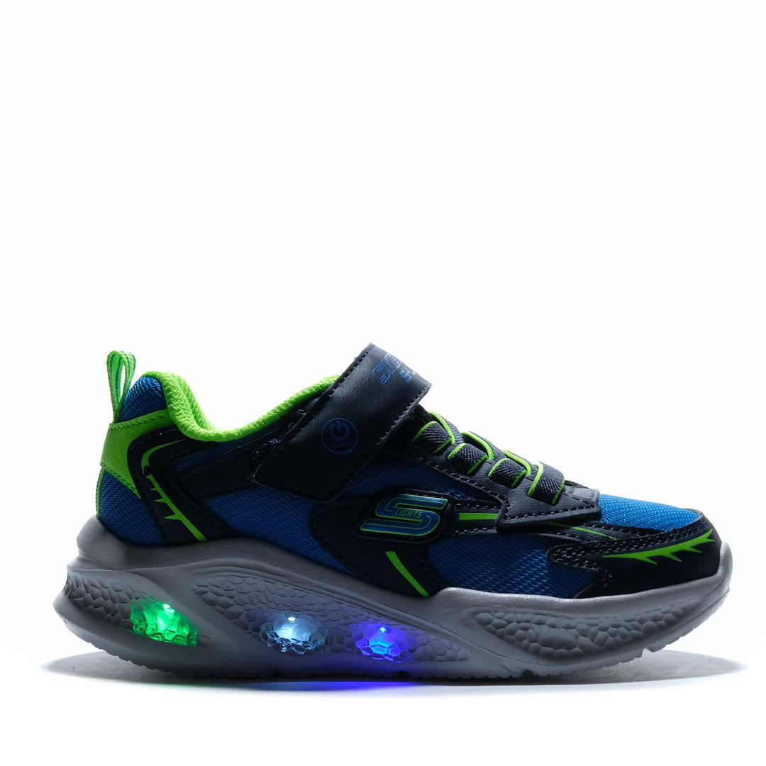 Skechers Meteor-Lights - Glow Strider Navy/Lime 401497L Youth Shoes