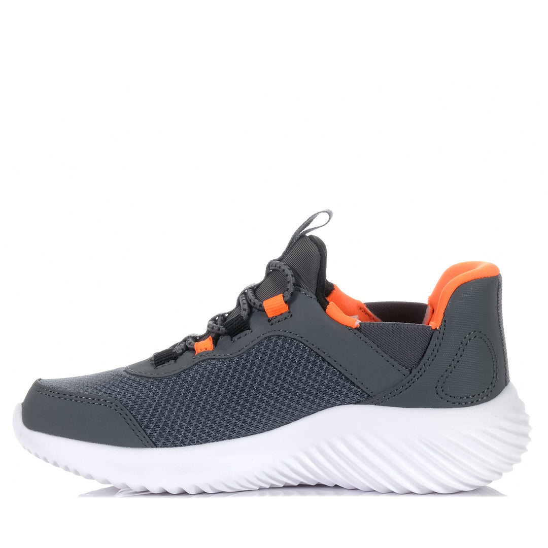 Skechers Slip-Ins: Bounder - Brisk-Burst 403822L Charcoal/Orange, 1 US, 11 US, 12 US, 13 US, 2 US, 3 US, 4 US, 5 US, grey, kids, orange, shoes, Skechers, slip ins, youth