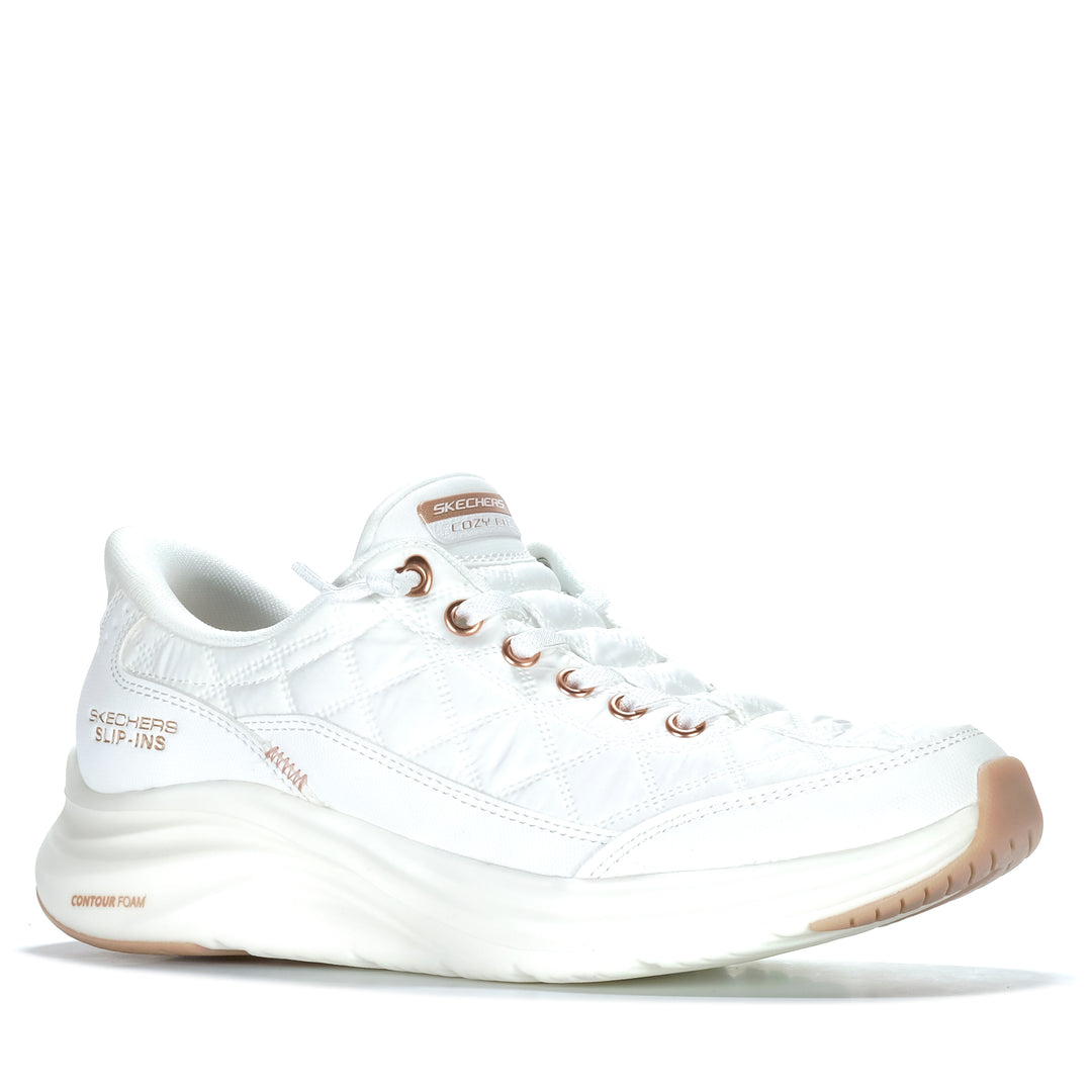 Skechers Slip-Ins: Contour Foam - Golden Hour White/Rose Gold 15 Womens Sneakers