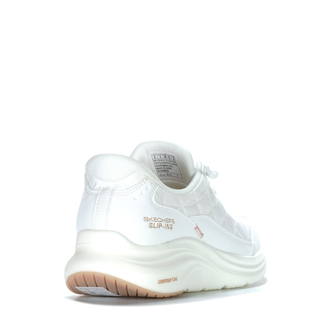 Skechers Slip-Ins: Contour Foam - Golden Hour White/Rose Gold 15 Womens Sneakers