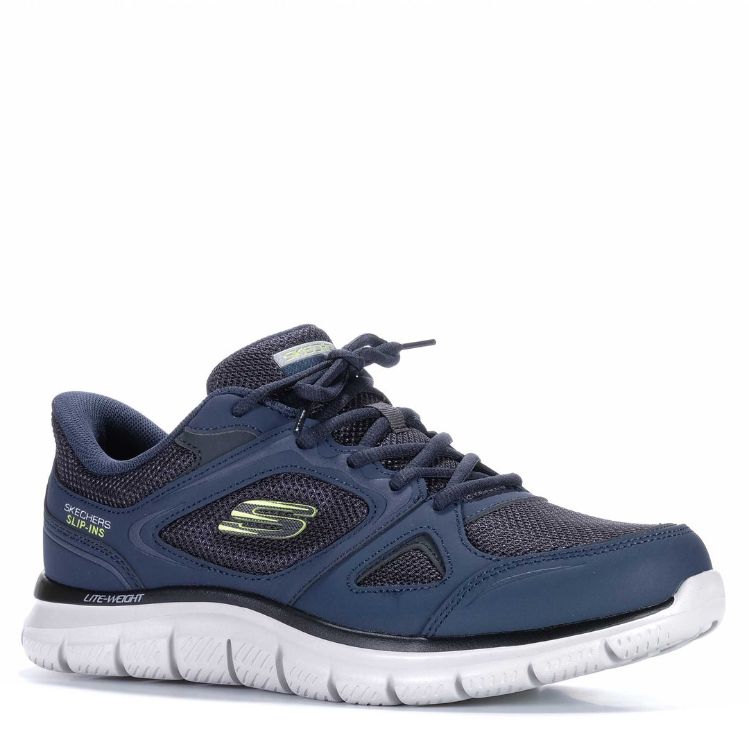 Skechers Slip-Ins: Track - Ezral Wide Fit 233039W Mens Athletic Shoes#color_navy-lime
