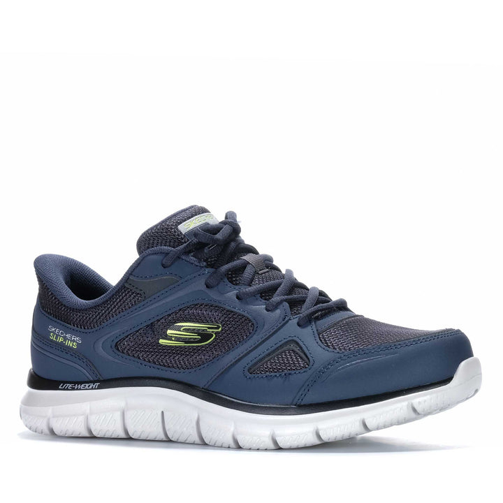 Skechers Slip-Ins: Track - Ezral Wide Fit Navy/Lime 233039W Mens Shoes