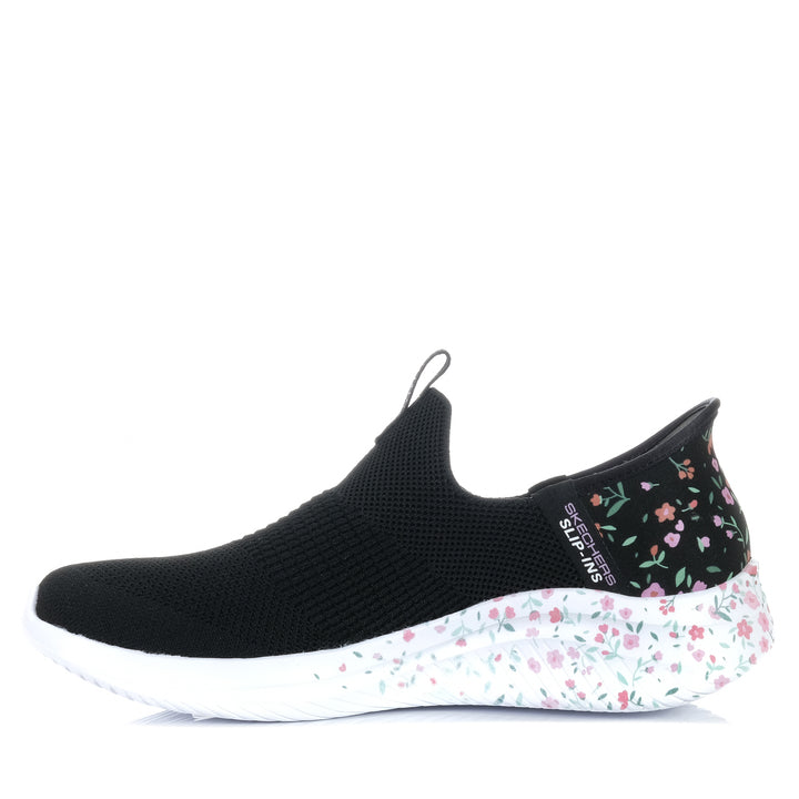 Skechers Slip-Ins: Ultra Flex 3.0 - Bloom On 150179 Black Multi, Womens, black, flats, floral, multi, shoes, skechers, slip ins, womens