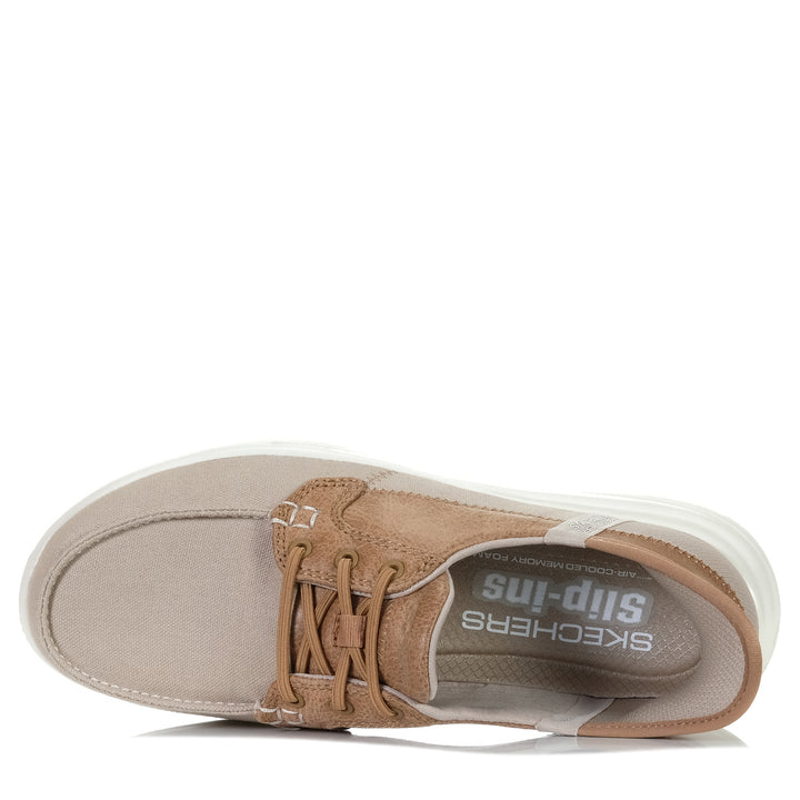 Skechers Slip-Ins: On-the-GO Flex - Palmilla 136536 Taupe, Womens, boat shoes, flats, shoes, skechers, taupe, womens