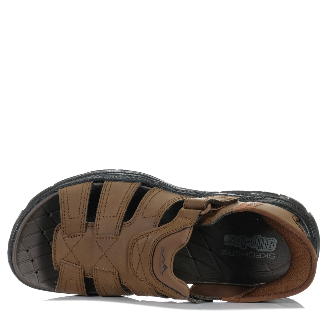 Skechers Slip-ins RF: Revolted - Norvel 205184 Dark Brown, 10 US, 11 US, 12 US, 13 US, 8 US, 9 US, brown, mens, sandals, Skechers