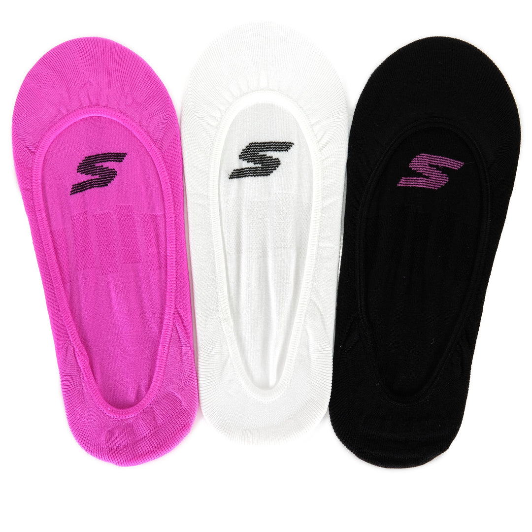 Skechers Superlow Liner No Show 3 Pack Pink/White/Black, 6 - 9.5 US, accessories, black, pink, skechers, socks, white, Womens