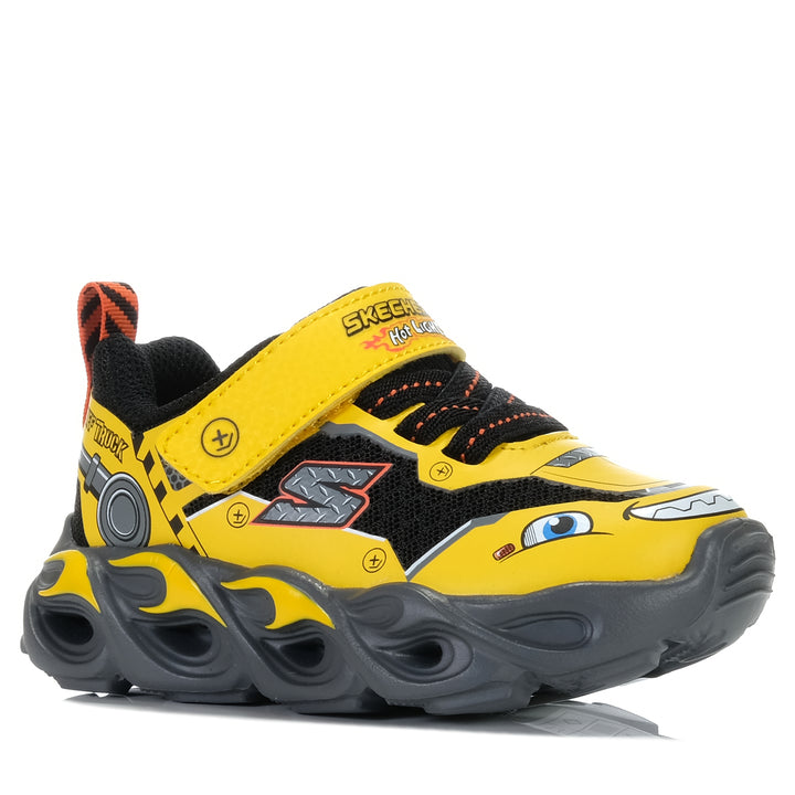 Skechers Thermo Flash - Truck Trooper 402307N Yellow/Black, 10 US, 6 US, 7 US, 8 US, 9 US, black, kids, lights, multi, shoes, Skechers, toddler, yellow