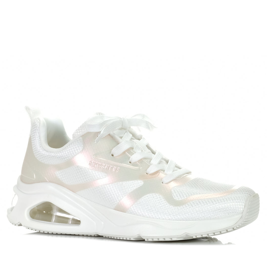 Skechers Tres-Air Uno - Shimmer N' Glow 177418 White, 11 US, 6 US, 7 US, 8 US, 9 US, flats, low-tops, shoes, Skechers, sneakers, white, womens
