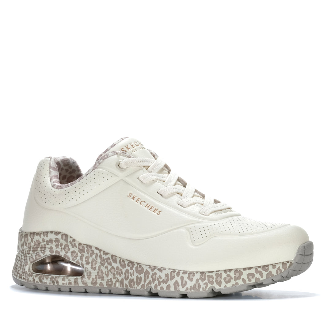 Skechers Uno - Safari Time White/Leopard 155412 Womens Sneakers