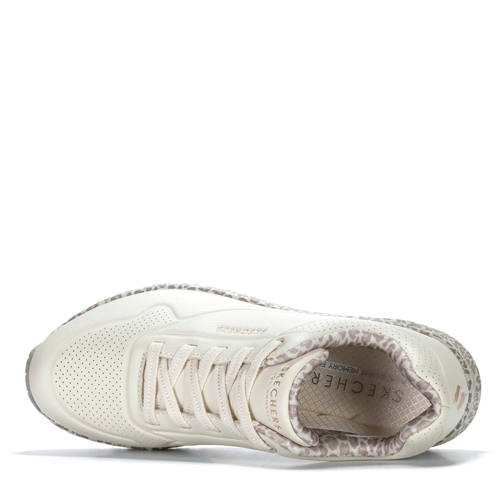 Skechers Uno - Safari Time White/Leopard 155412 Womens Sneakers