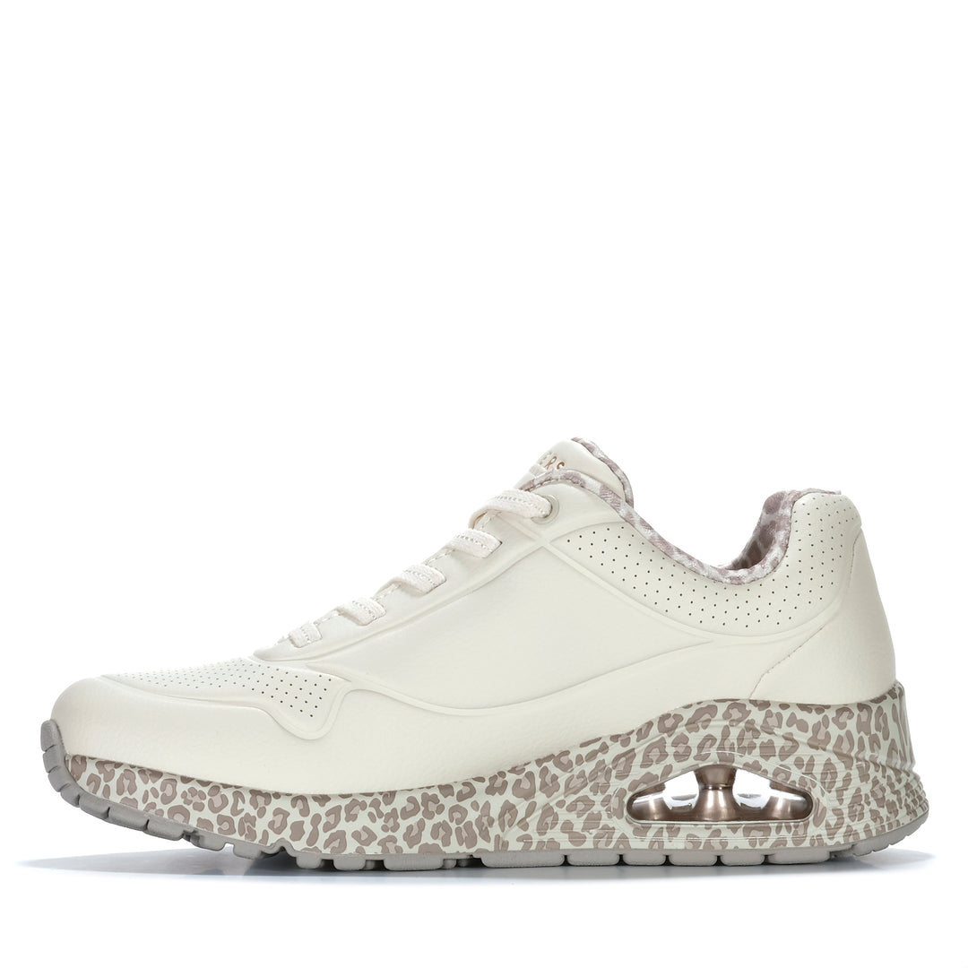 Skechers Uno - Safari Time White/Leopard 155412 Womens Sneakers