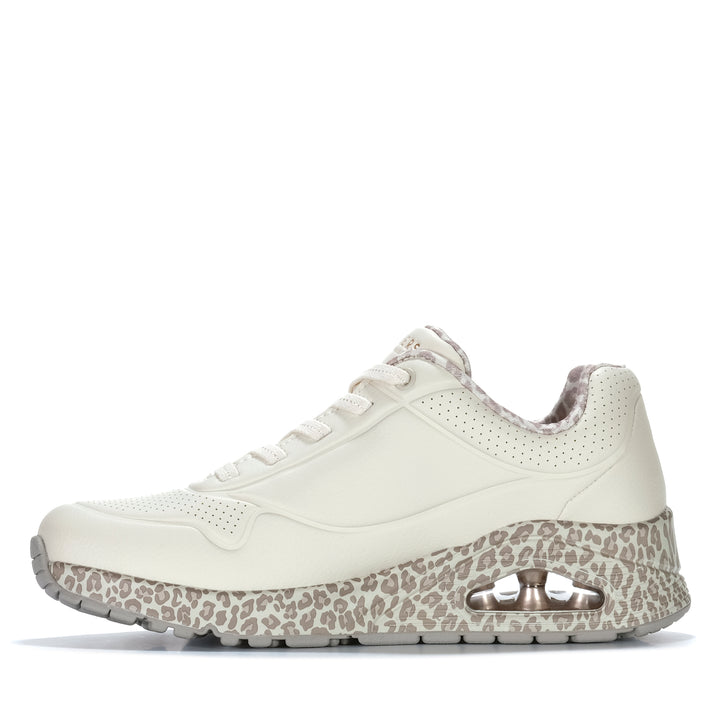 Skechers Uno - Safari Time White/Leopard 155412 Womens Sneakers