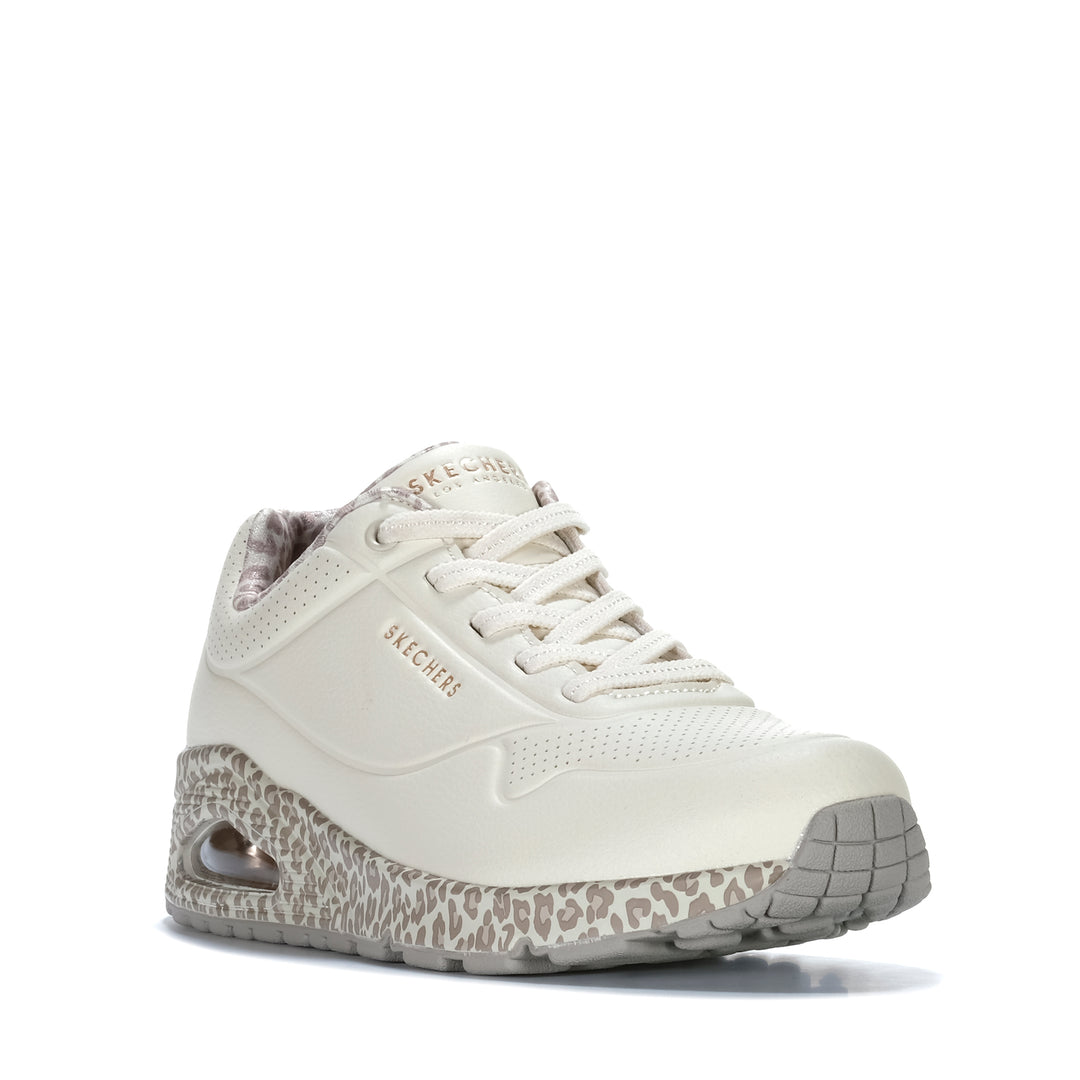 Skechers Uno - Safari Time White/Leopard 155412 Womens Sneakers