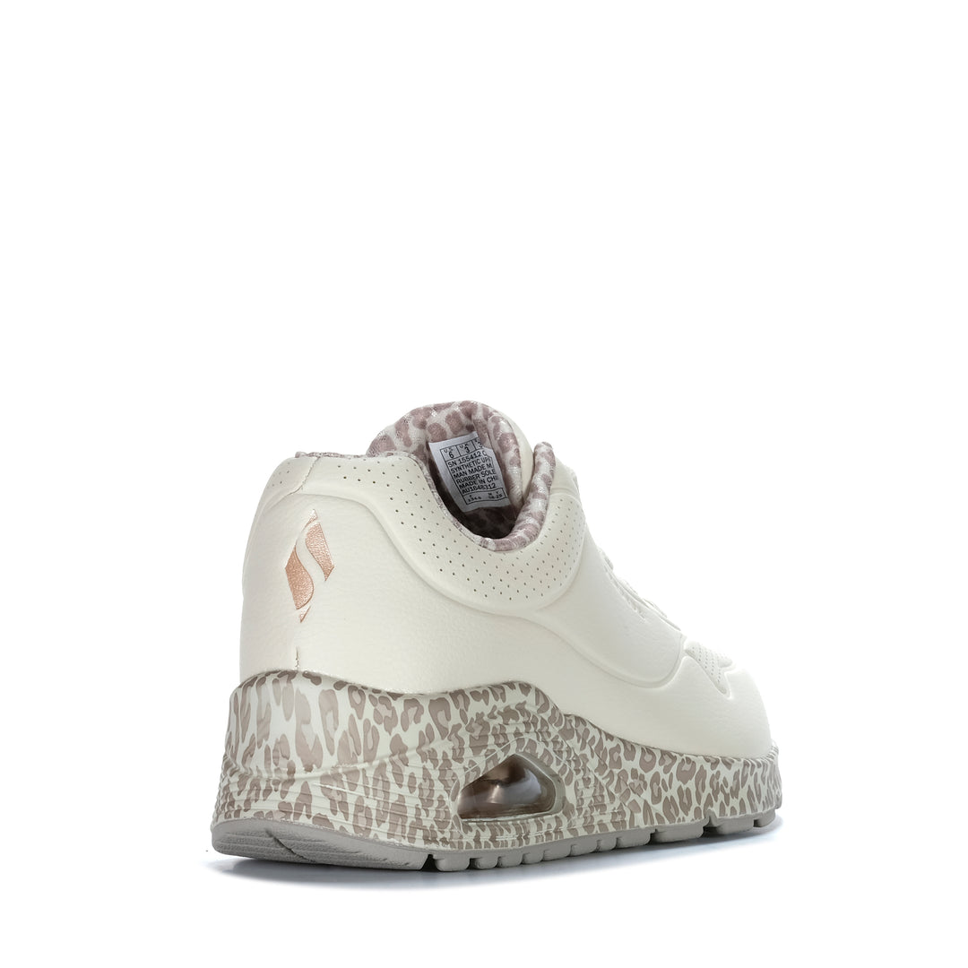 Skechers Uno - Safari Time White/Leopard 155412 Womens Sneakers