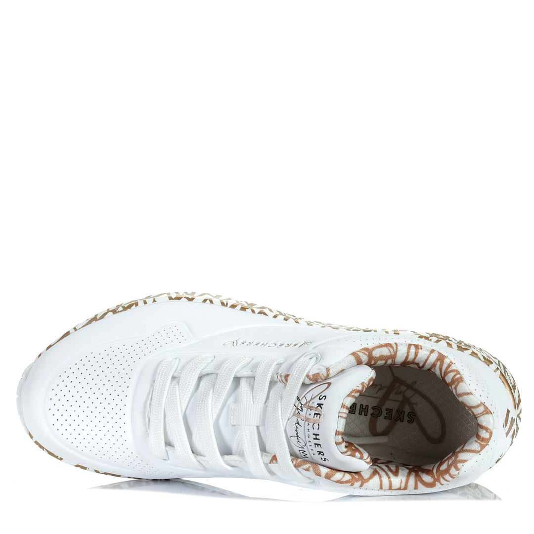 Skechers x JGoldcrown: Uno - Loving Love 155506 White/Rose Gold