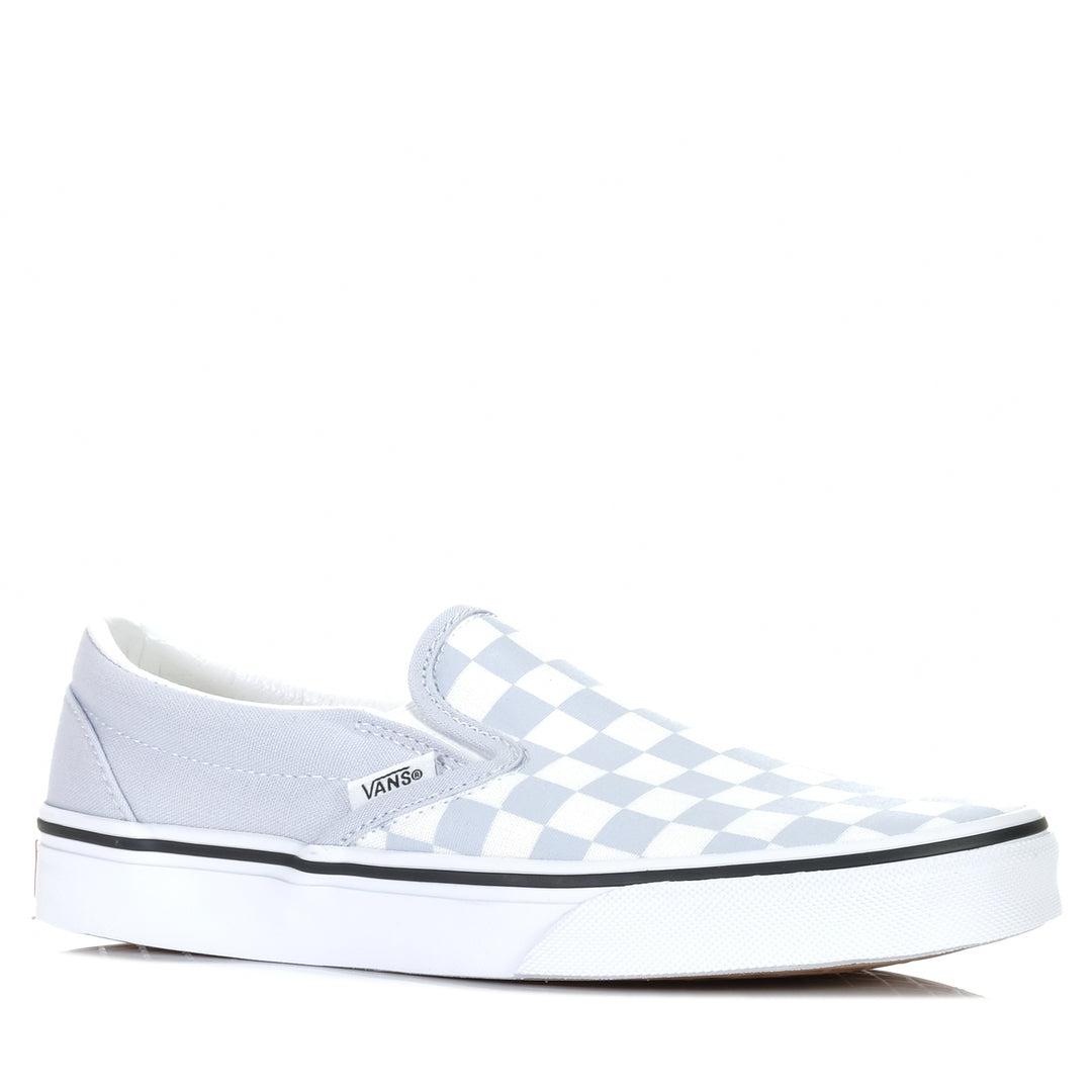 Vans Classic Slip-On Checkerboard Halogen Blue, 10.5 US, 6.5 US, 7.5 US, 8.5 US, 9.5 US, blue, flats, low-tops, multi, shoes, sneakers, Vans, white, womens